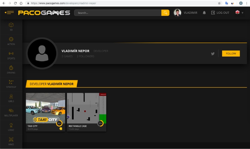 developer account on pacogames