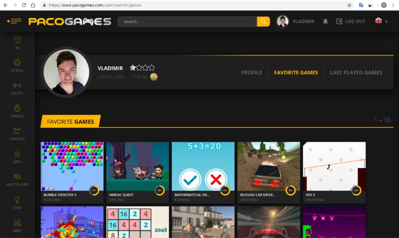 user account on PacoGames